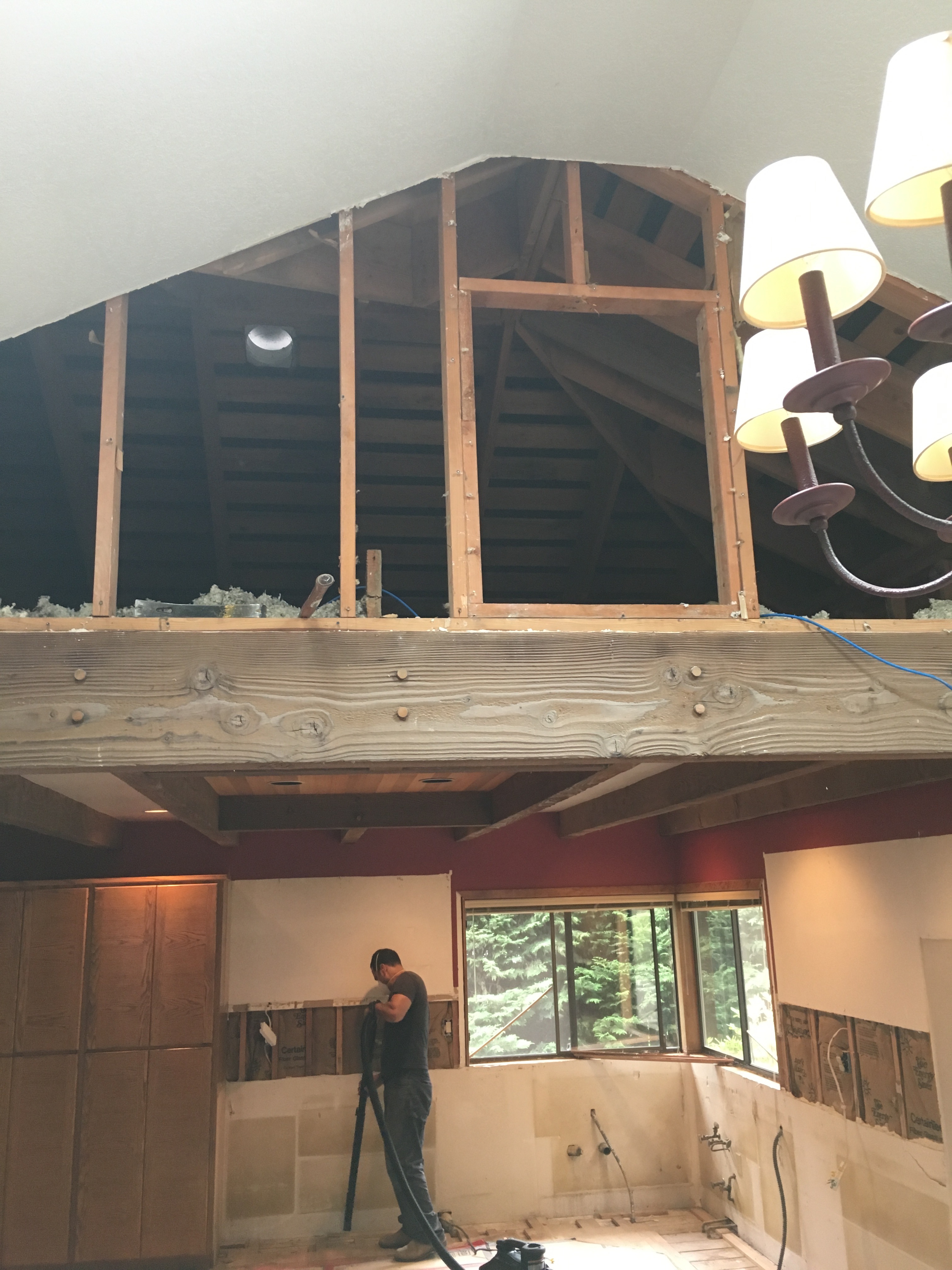 In progress with the attic exposed